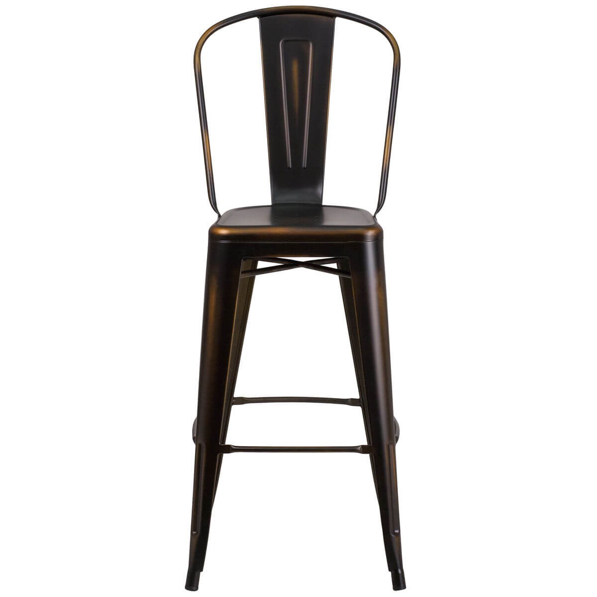 Distressed Bronze Bistro Style Metal Bar Stool