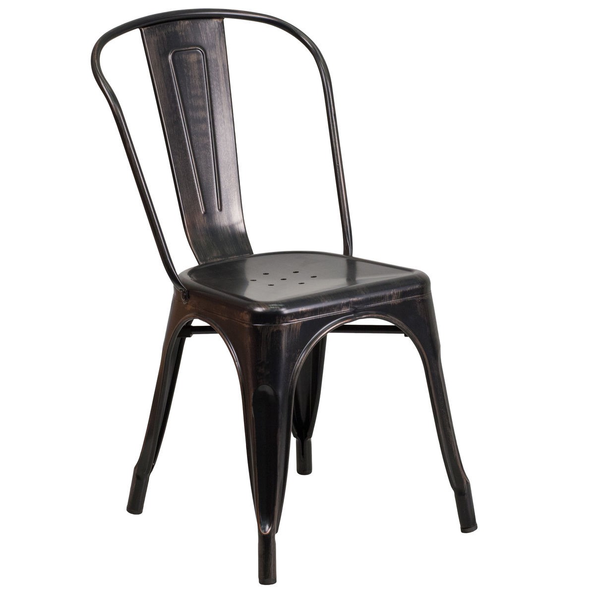 Bistro Style Metal Chair in BlackAntique Gold Finish