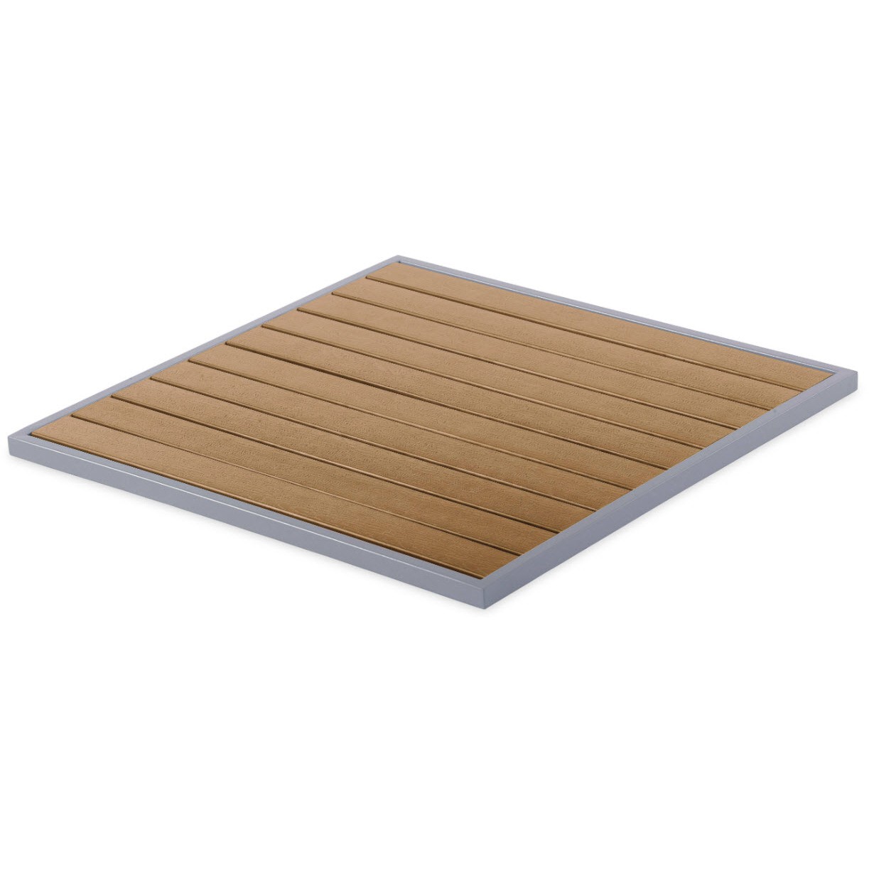 Aluminum Patio Table Top with Plastic Teak Slats