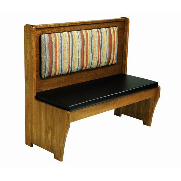 Wood Bench with Padded Seat & Wood Back