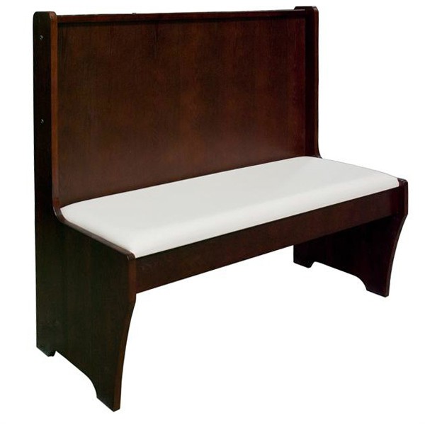 Wood Bench with Padded Seat & Wood Back