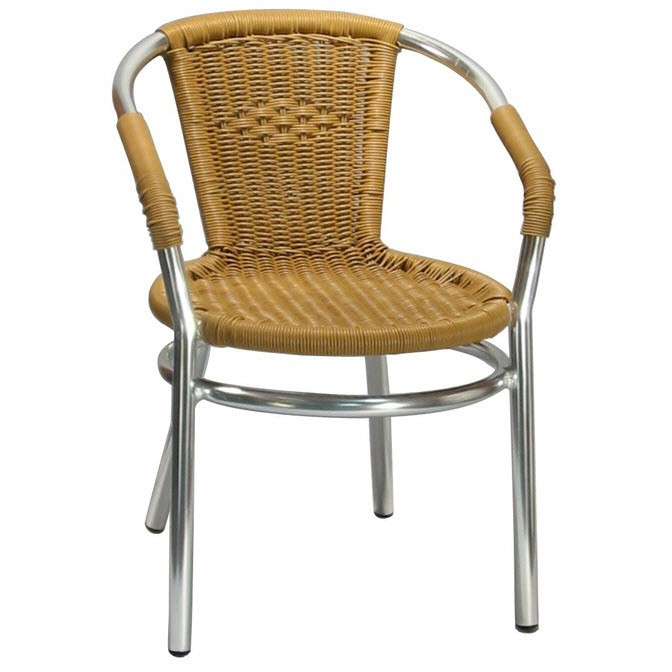 Aluminum Patio Arm Chair with Faux Honey Rattan