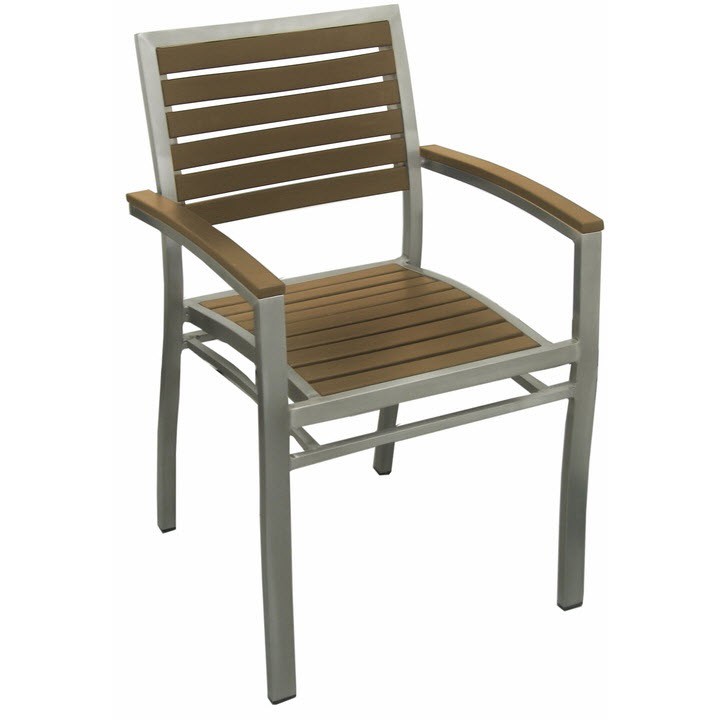 Aluminum Patio Arm Chair with Plastic Teak