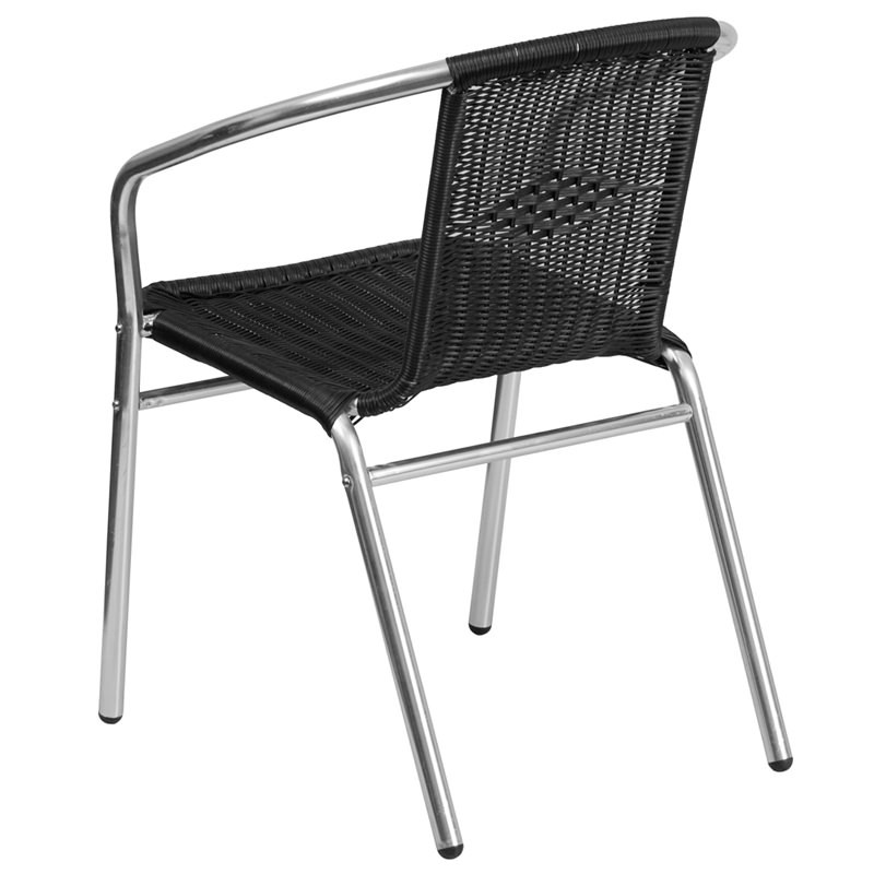 Economy Aluminum & Black Rattan Patio Chair
