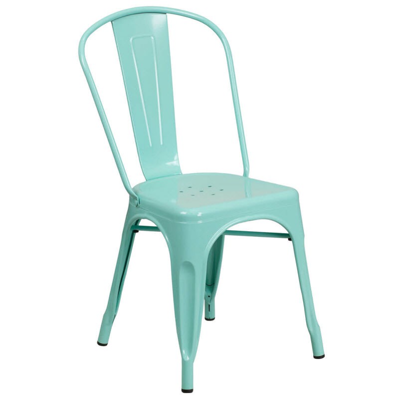 Bistro Style Metal Chair in Light Blue