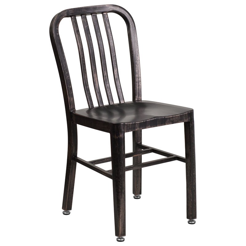 Indoor Outdoor Metal Chair in Black Finish