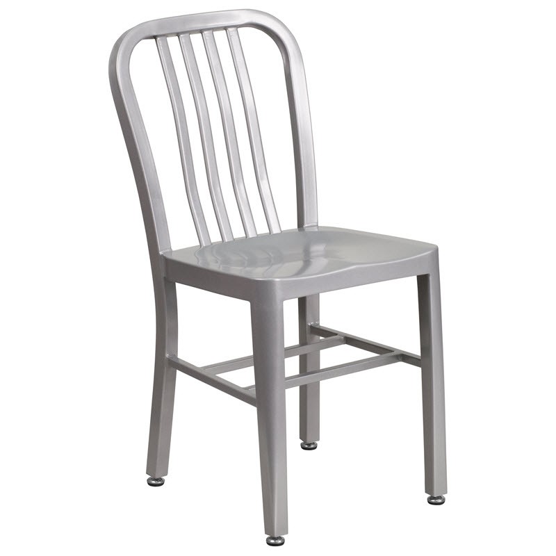 Indoor Outdoor Metal Chair in Silver Finish