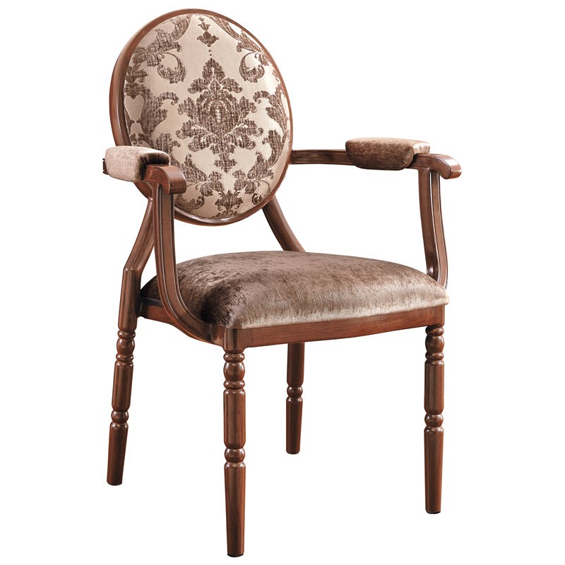 Louis Padded Wood Grain Aluminum Arm Chair