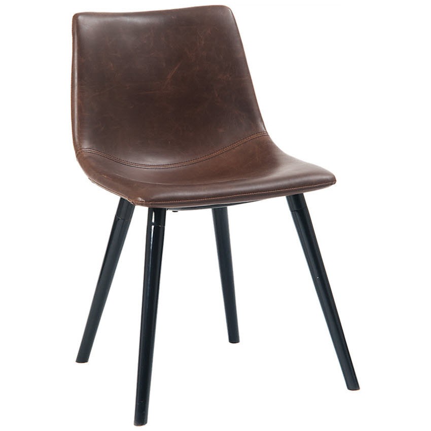 Vintage Style Metal Chair with Brown Padded Seat and Back