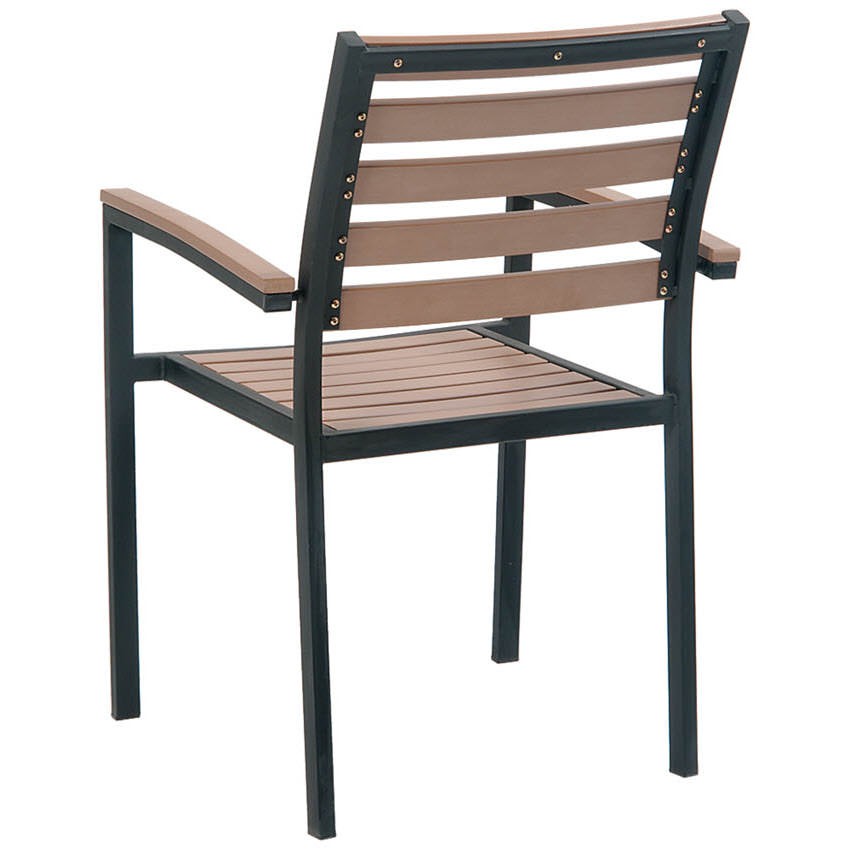 Black Metal Armchair with Natural Finish Plastic Teak