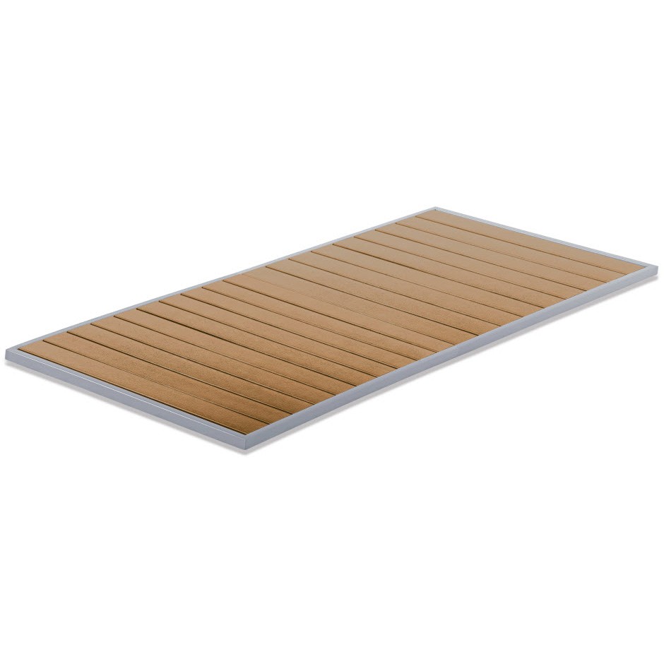 Aluminum Patio Table Top with Plastic Teak Slats
