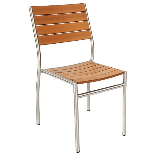 Stainless Steel Patio Chair with Plastic Teak Seat and Back