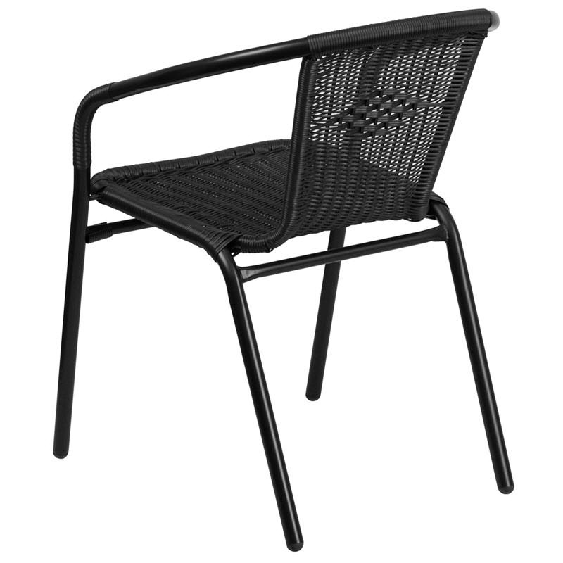 Black Rattan Patio Chair with Black Frame Finish