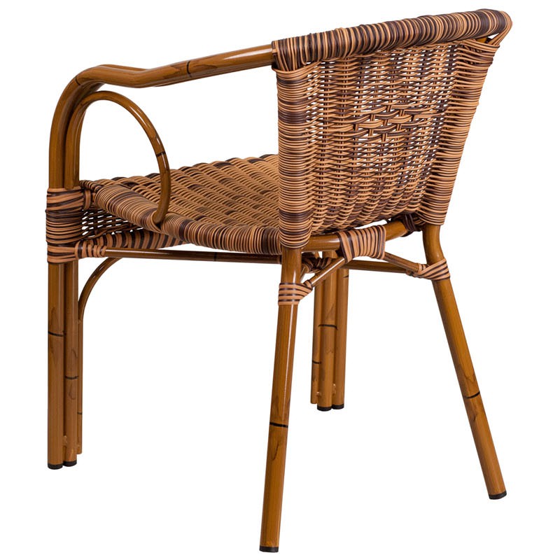 Aluminum Bamboo Patio Chair With Brown Rattan Aluminum Bamboo Patio Chair With Brown Rattan And Cherry Frame Finish
