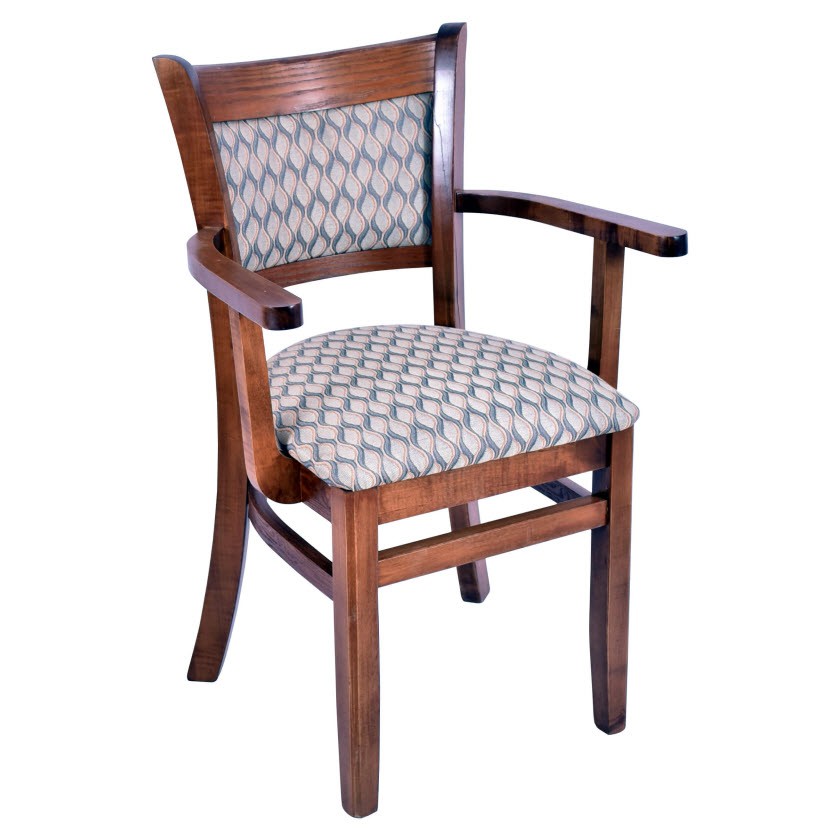 Premium Padded Back Wood Chair with Arms