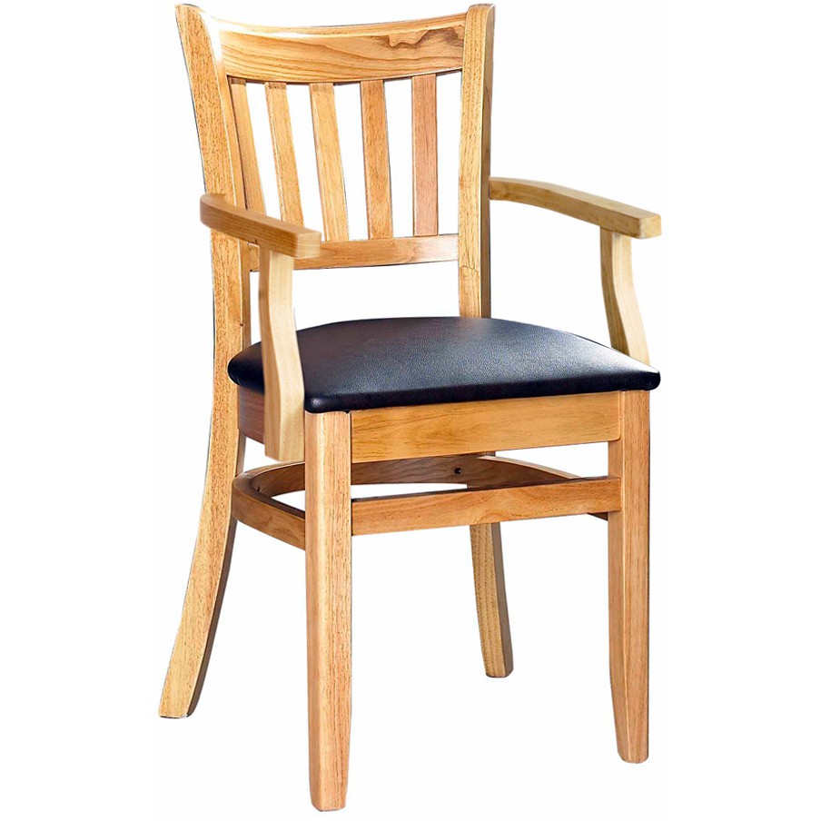 Wood Vertical Slat Restaurant Dining Chair With Arms