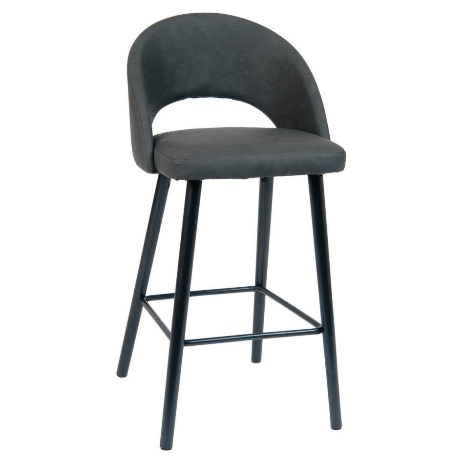 Dark Grey Vinyl Bar Stool with Black Beechwood Legs