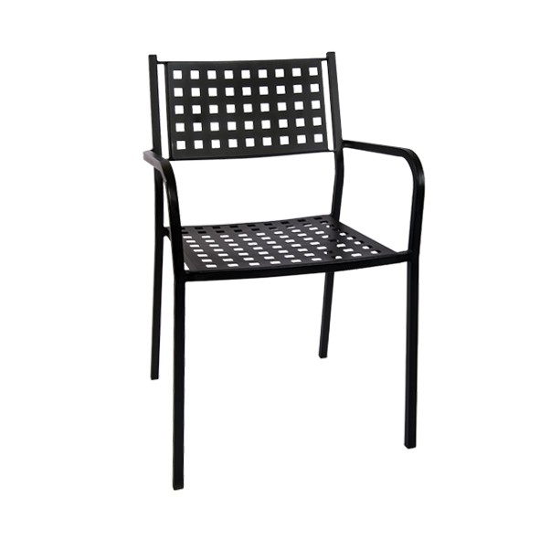 Black Metal Outdoor Chairs Sevenstonesinc Com Black Metal Patio Stack Chair With Armrest